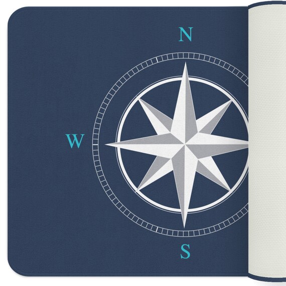 Nautical Rug Navy Rug Compass Rose Nautical Home Decor Etsy