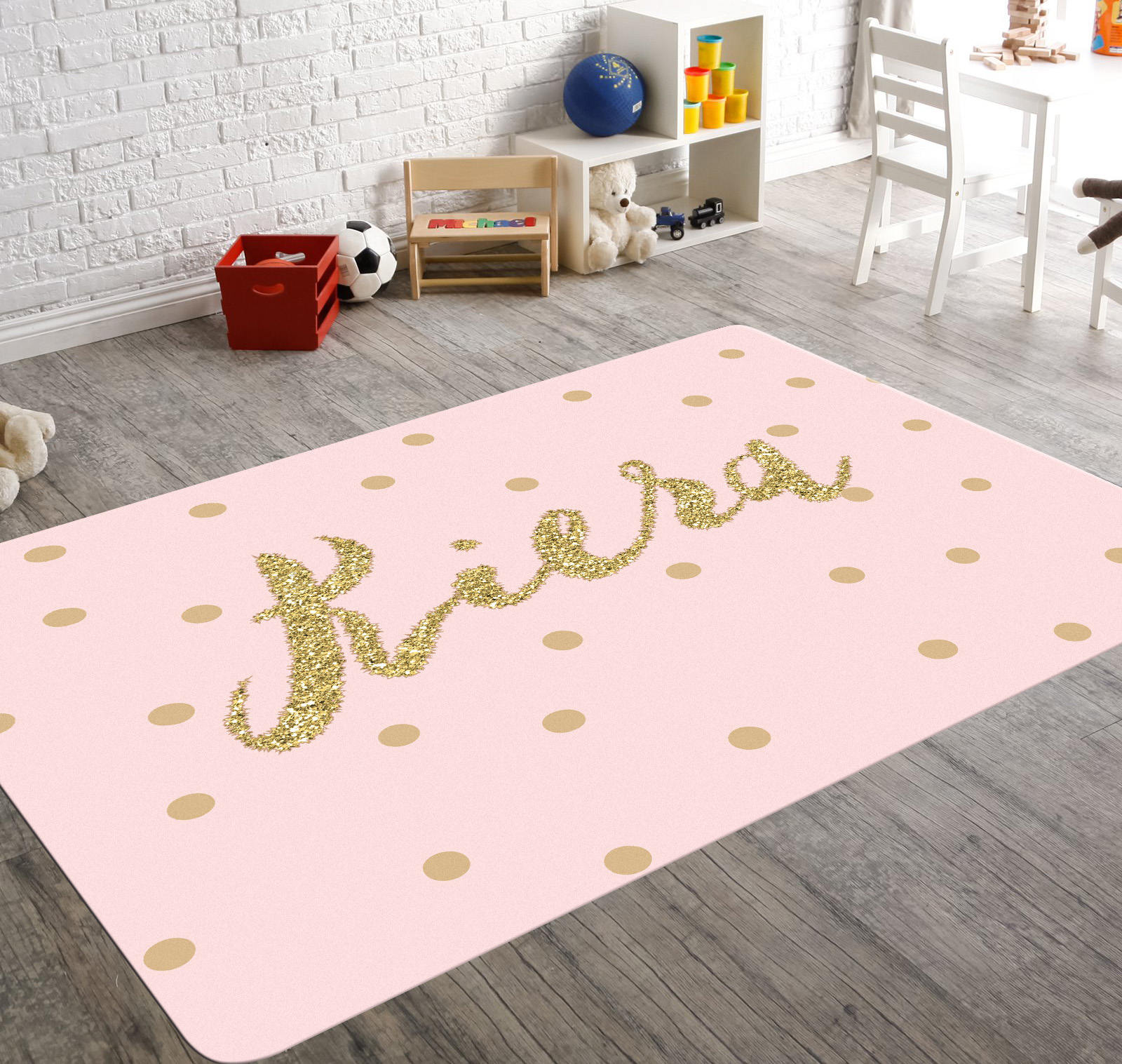 Personalized Rug Pink And Gold Room Decor Playroom Rug Pink Etsy