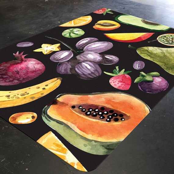 Fruit Rug Kitchen Rug Tropical Fruit Dining Room Rugs Etsy