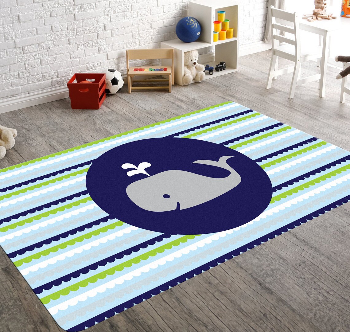 Whale Rug Nautical Rug Whale Decor Nautical Nursery Etsy
