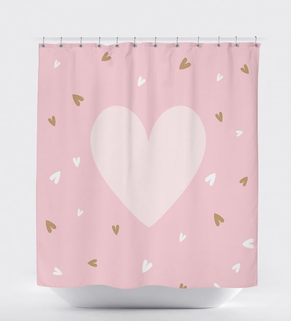 Items similar to Shower Curtain, Pink Shower Curtain, Heart Decor