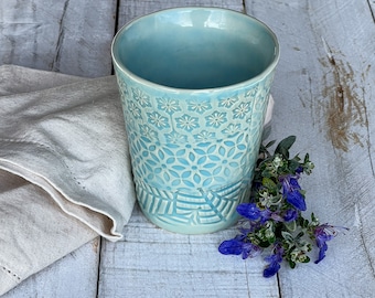 Mint Sea Salt Tumblers/Ceramic Water /Handmade Cup/Yunomi /