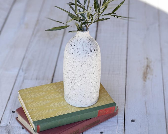 Handmade Ceramic Vase, Bud Vase, White Bud Vase