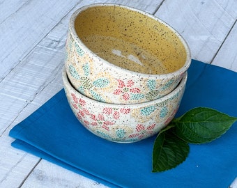 Two Matcha Green Ice Cream Bowls/Ceramic Bowl/Handmade Pottery