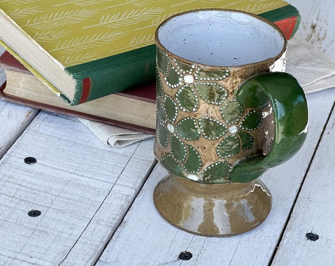 Paw-ttery Collection, Cow Bell Litter Mug, Ceramic Mug, Handmade Pottery,Coffee Mug