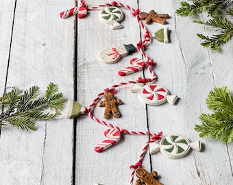 Christmas Garland/Ceramic Garland/Handmade Holiday Garland