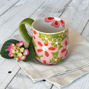 Tropical Elegance Coffee Mug/Ceramic Mug/Handmade Coffee Mug/Hand made potteryCoffee Mug/