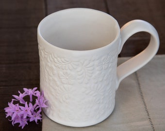 Simple White Coffee Mug/Handmade Mug/Satin White Mug/18oz mug/pottery