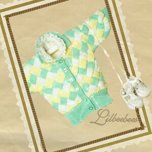 Baby knitting pattern (PDF Download) - entrelec cardigan size 36-51 cm - newborn to 12 months