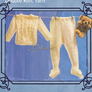 Baby Knitting Pattern PDF Download - coat and Leggings for baby sizes 48 to 51 cm chest.  Double knit yarn