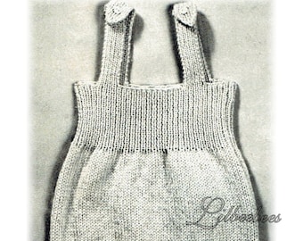 baby knitting pattern - pdf download - Bib front rompers knitted in 4 ply