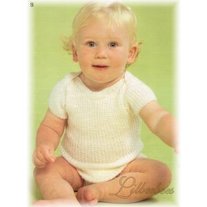 PDF Download - Knitting Pattern - Baby Singlet - Envelope neck line, 3 ply to fit 40-45 cm chest (can be made smaller using smaller needles)