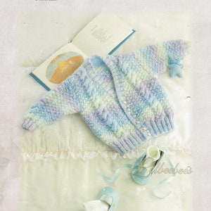 Baby knitting Pattern - Baby cardigan in double knit yarn to fit prem to 6 months