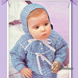 Baby Knitting Pattern - PDF Download - Bonnet Leggings & Top in 3 Ply to fit 6-12 Months
