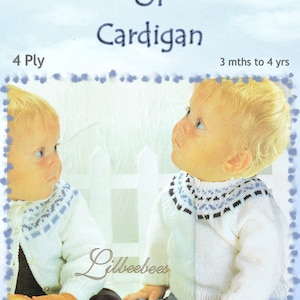 Baby Knitting Pattern - PDF Download - sizes 3 months to 4 years, 4 ply yarn, Fair Isle Yoked Jumper or Cardigan