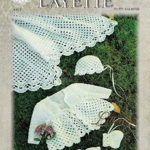 Baby Crochet Pattern, PDF Download - Baby Layette in 4 ply - Shawl, Cardigan, Bonnet & Bootees
