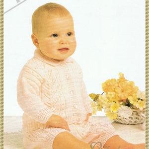 Baby Knitting Pattern PDF, Cardigan and Knee Pants for sizes 41, 46 and 51 cm chests in 4 ply