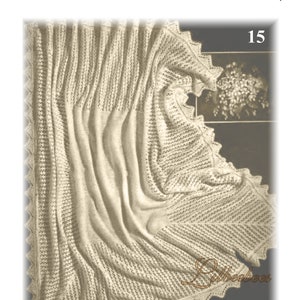Vintage Knitting Pattern - Delicately Patterned Lace Shawl, knitted in 2 ply, finished size 45inches square