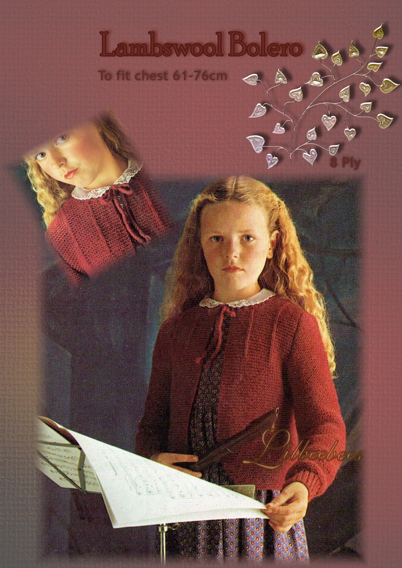 Childs knitting pattern Bolero knitted in Double Knit to fit Etsy
