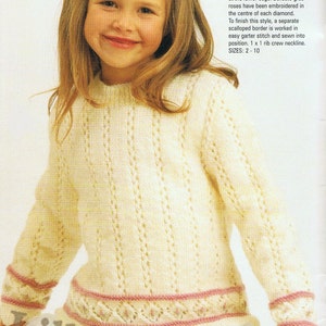 Childs Knitted Lace Border Jersey - PDF Download - sizes 2 - 10 yrs (55-75 cm chest)  Double knit yarn