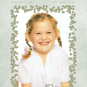 Childs knitting pattern - Girls Bolero to fit 46 - 71 cm chest. Knitted in Double Knit yarn