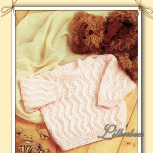 Baby knitting pattern - Sweater in Double Knit Yarn to fit 41 - 56 cm chest