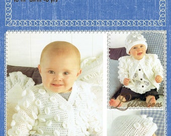 Baby Crochet Pattern - Cardigans and Hat to fit birth to 6 years approx.  4 ply yarn.