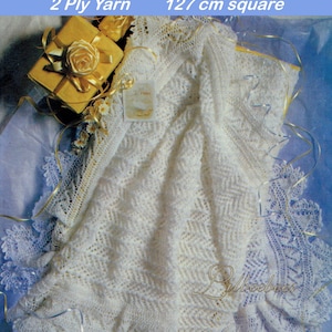 Baby Knitting Pattern - PDF  instant download - Cuddly Keepsake Shawl 127 cm square knitted in 2 ply yarn