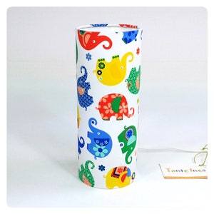 Children table lamp - Celeste - with multicolored elephants - Made In France