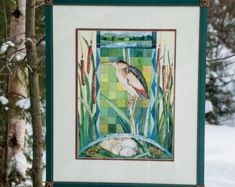 Least Bittern Heron Original Watercolor Painting, Maine Art, Bird Watercolor, Wildlife Art, Wildlife Watercolor