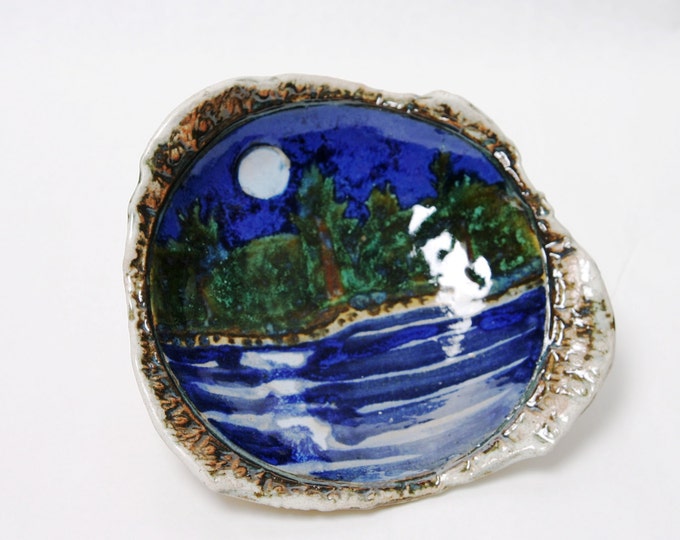 Blue Lake Ceramic Bowl Serving Bowl Stoneware Pottery Etsy