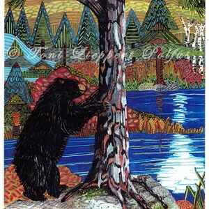 Black Bear Painting, reproduction of original watercolor painting, wildlife art, bear art, lodge decor, rustic decoration, northwoods art