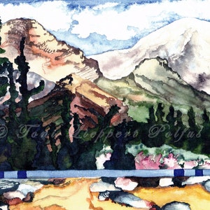 Denali Alaska Painting, 5&#39;&#39; x 7&#39;&#39; print of original watercolor painting, National Parks, lodge decor, northern art, alaskan landscape