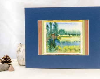Wetland forest landscape, original watercolor painting, original art, nature watercolor, green landscape, Wisconsin art
