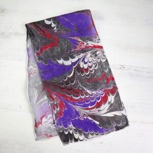 CUSTOM ORDER Marbled Handpainted Unique 100% Silk Bandana Scarf 21x21 image 6