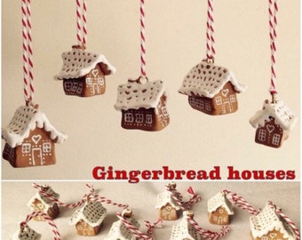 Set of 3 miniature 'gingerbread' houses  Christmas decorations