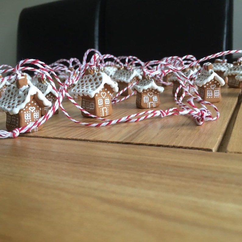 Set of 3 miniature 'gingerbread' houses Christmas decorations image 2