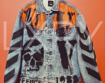 vlone jean jacket orange
