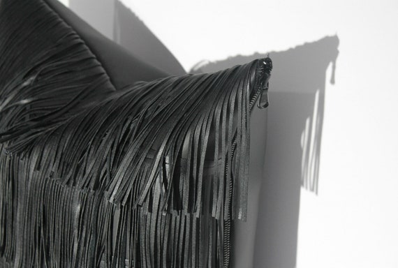 leather fringe pillow