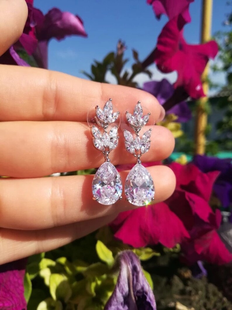 rose gold Bridesmaid jewelry gold or silver jewelry set wedding jewelry bracelet and earrings set