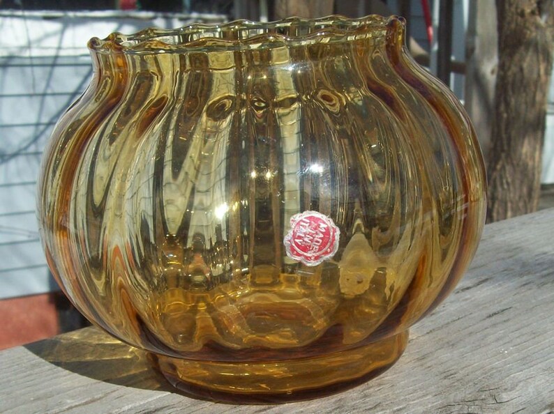 Amber Glass Vase / Made in Italy / FREE SHIPPING Etsy