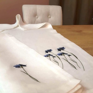 Embroidered Linen Towel Set: Bath and Hand Towel Bundle