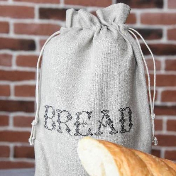 Bread storage bag, Embroidered linen bread bag, maizes maisiņš, cross stich embroidery, eco friendly bread bag