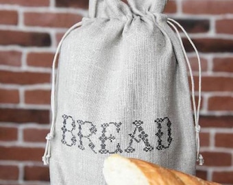 Bread storage bag, Embroidered linen bread bag, maizes maisiņš, cross stich embroidery, eco friendly bread bag