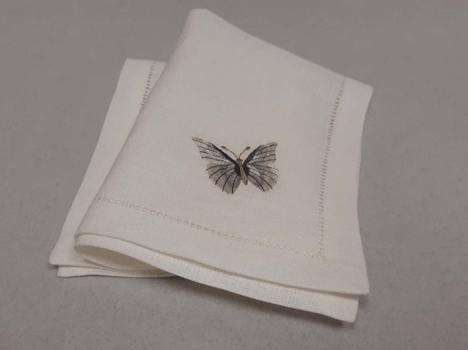Linen Napkins With Butterfly Embroidery Set of 8 Embroidered Etsy