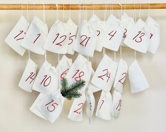 Embroidered Linen Advent Calendar, Advent Calendar to Fill