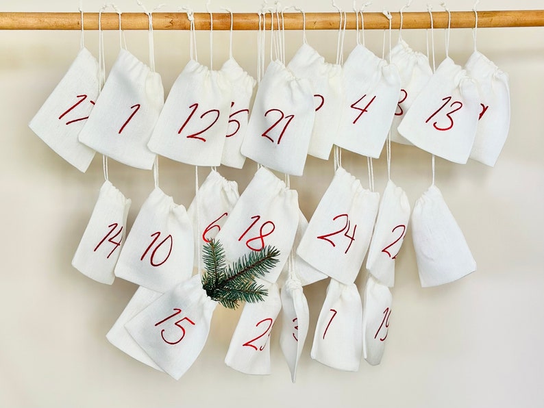 Embroidered Linen Advent Calendar, Advent Calendar to Fill image 4