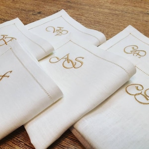 Personalized Linen Napkins: Embroidered Initials, Wedding Table Decor