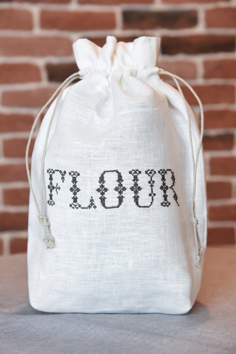 Flour storage bag Embroidered linen flour bag Miltu maiss Etsy