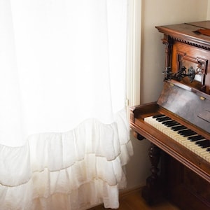 Linen curtains with ruffles, Linen curtain panel
